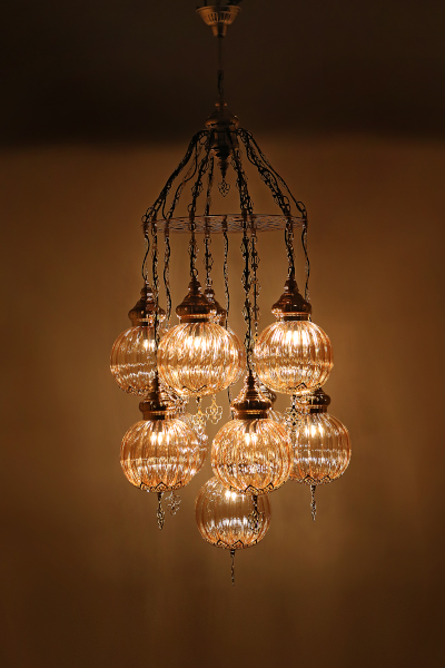 Gold Color Edition Chandelier with 11 Special Pyrex Glasses